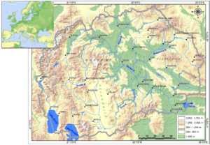 Carte physique de la Macédoine du Nord