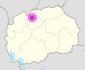 Plan de localisation de Skopje en Macédoine du Nord.