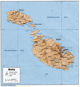Carte en relief ombré de Malte.