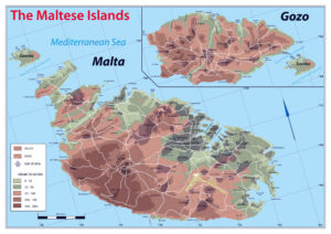 Carte physique de Malte