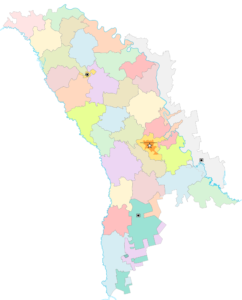 Carte vierge colorée de la Moldavie.