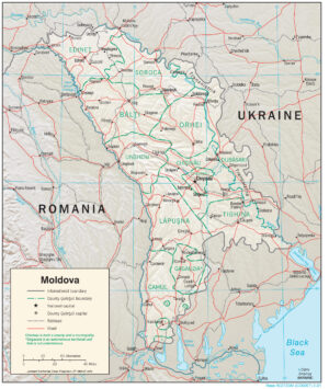 Carte physique de la Moldavie
