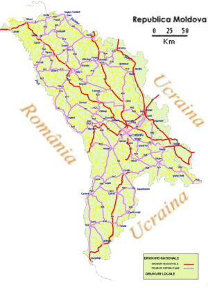 Carte routière de la Moldavie