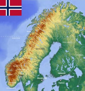 Carte physique de la Norvège