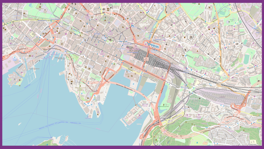 Carte de la ville d'Oslo, Norvège