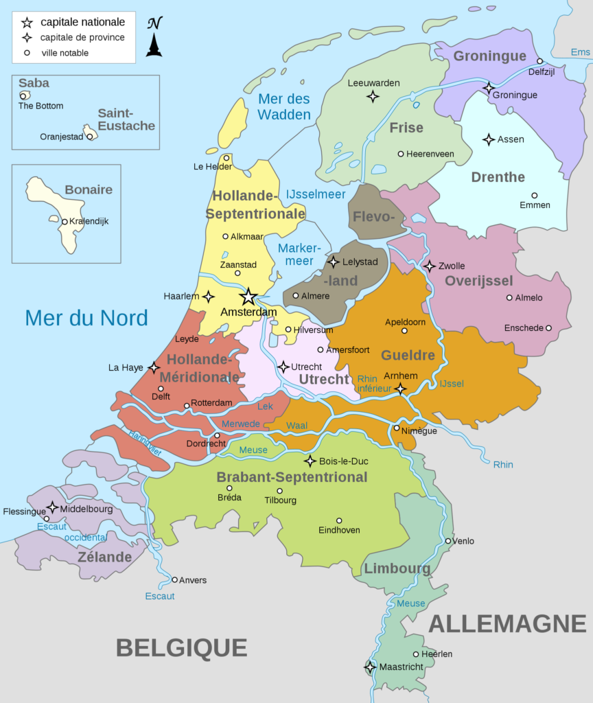 Carte des provinces des Pays-Bas.