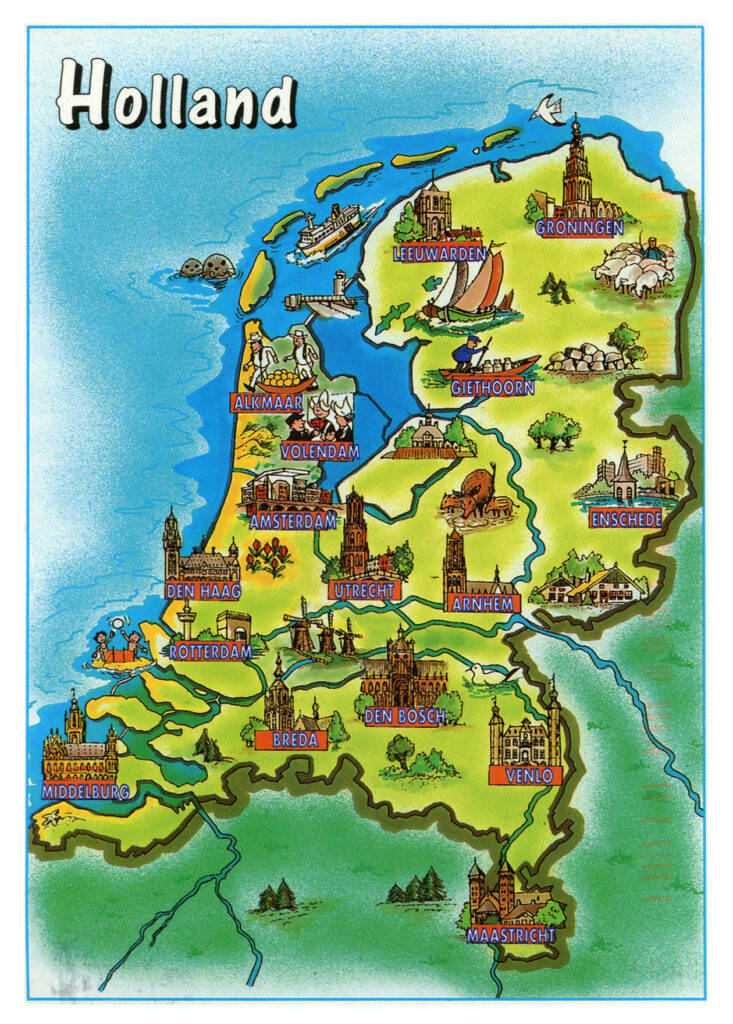 Carte touristique des Pays-Bas.