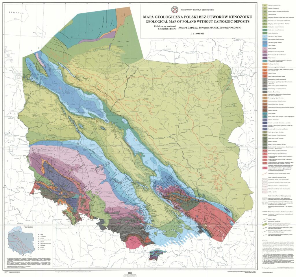 Carte géologique de la Pologne.