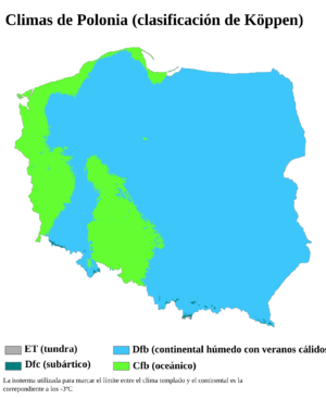 Carte climatique de la Pologne