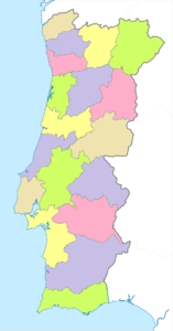 Carte vierge colorée du Portugal.