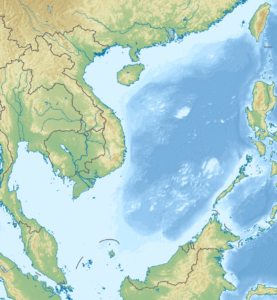 Carte physique vierge de la mer de Chine méridionale.