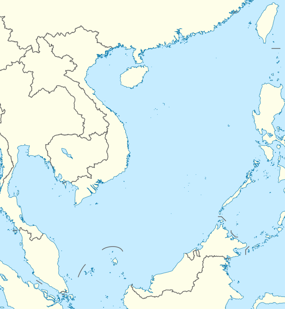 Carte vierge de la mer de Chine méridionale.