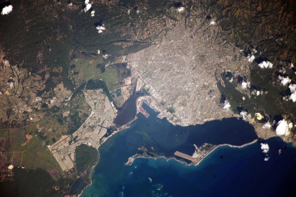 Image satellite de Kingston, la capitale de la Jamaïque