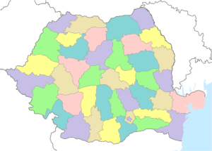 Carte vierge colorée de la Roumanie.