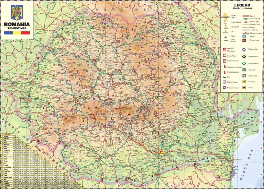 Carte touristique de la Roumanie