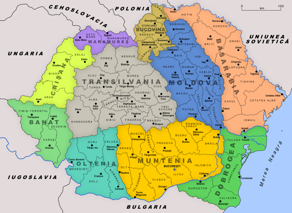 Carte de la Grande Roumanie.