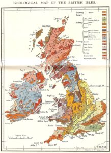 Carte géologique des Îles Britanniques de 1910.