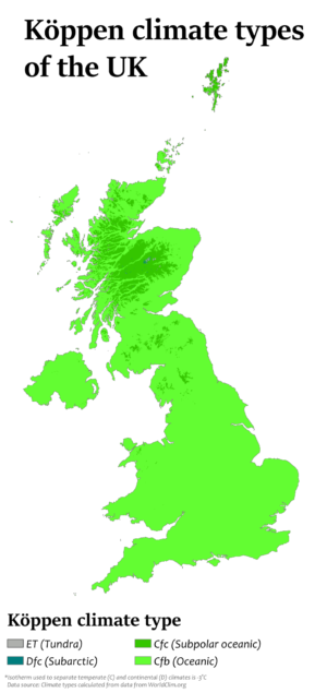 Carte climatique du Royaume-Uni
