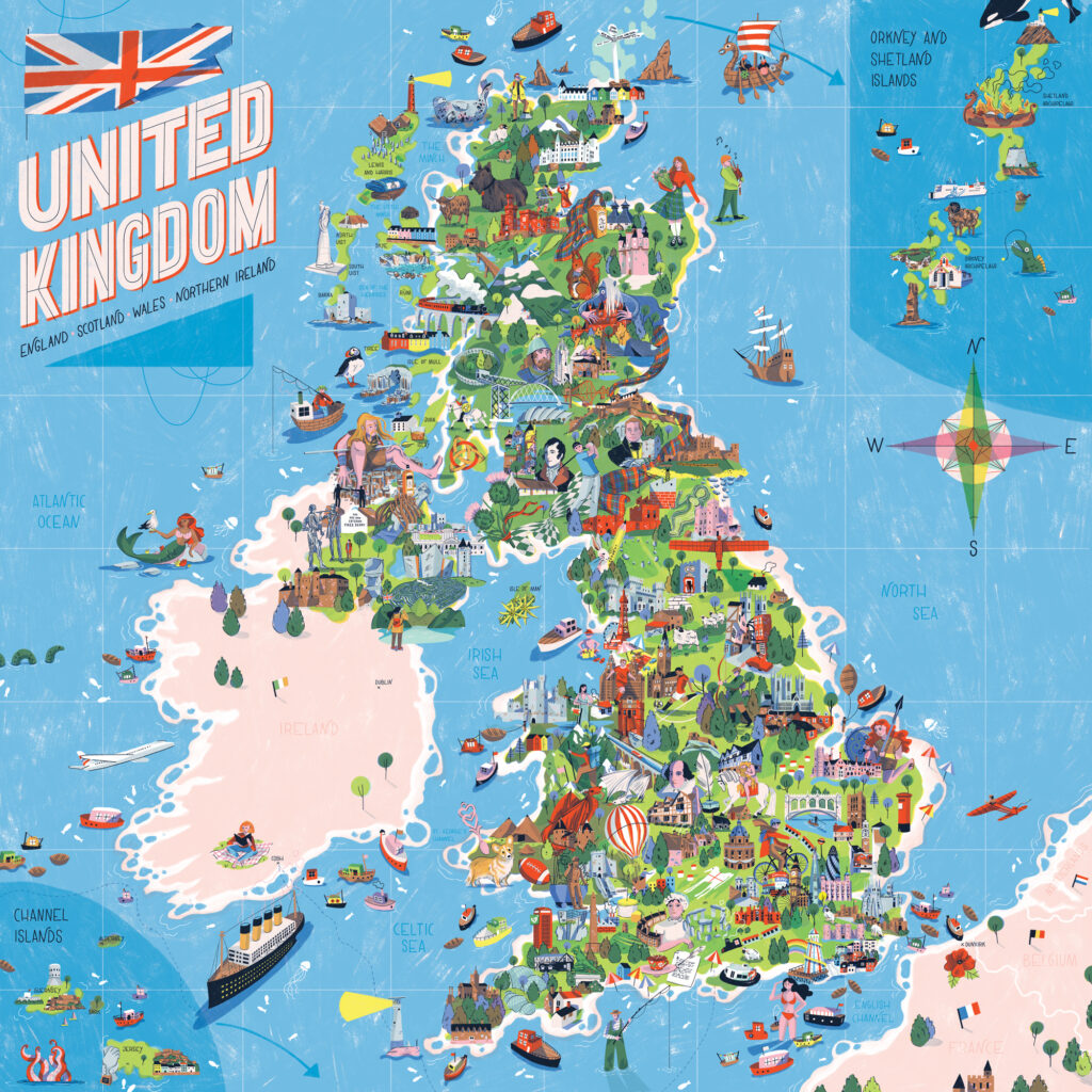 Carte touristique du Royaume-Uni.
