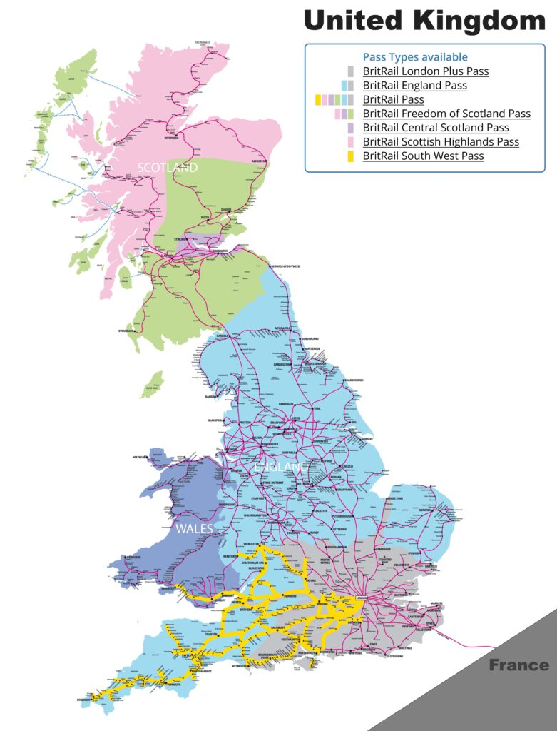 Carte ferroviaire du Royaume-Uni.