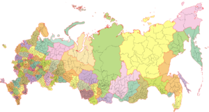 Carte vierge colorée de la Russie (Crimée contestée).