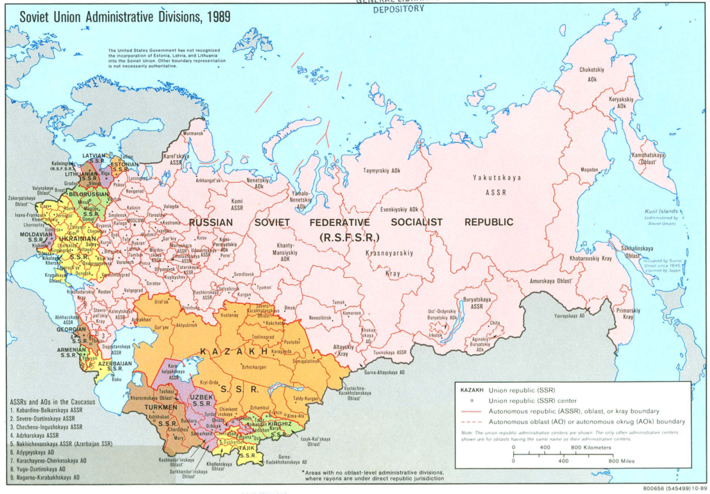 Carte de l'Union Soviétique.