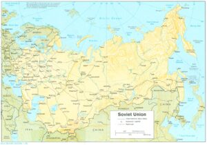Carte en relief ombré de l'Union soviétique, 1986.