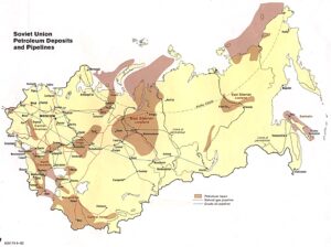 Dépôts pétroliers et pipelines de l'Union soviétique 1982.