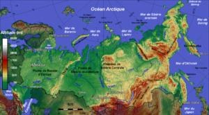 Carte topographique de la Russie.