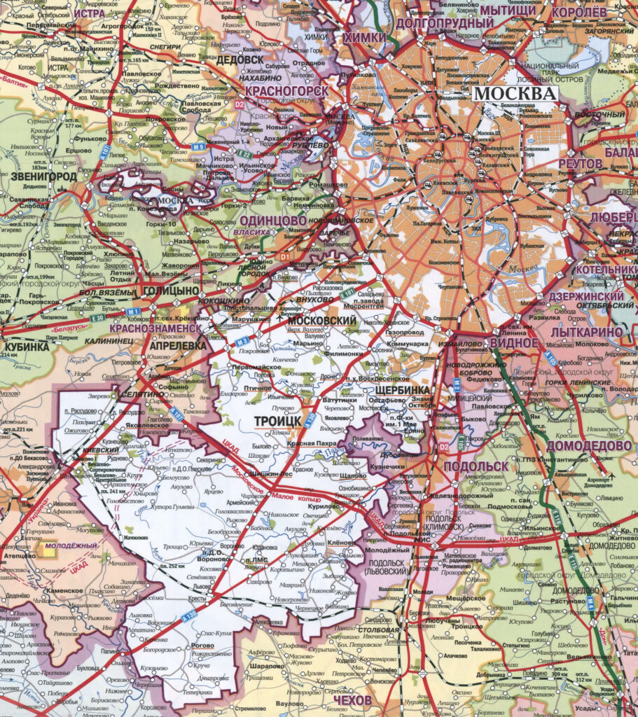 Carte routière de la ville de Moscou.