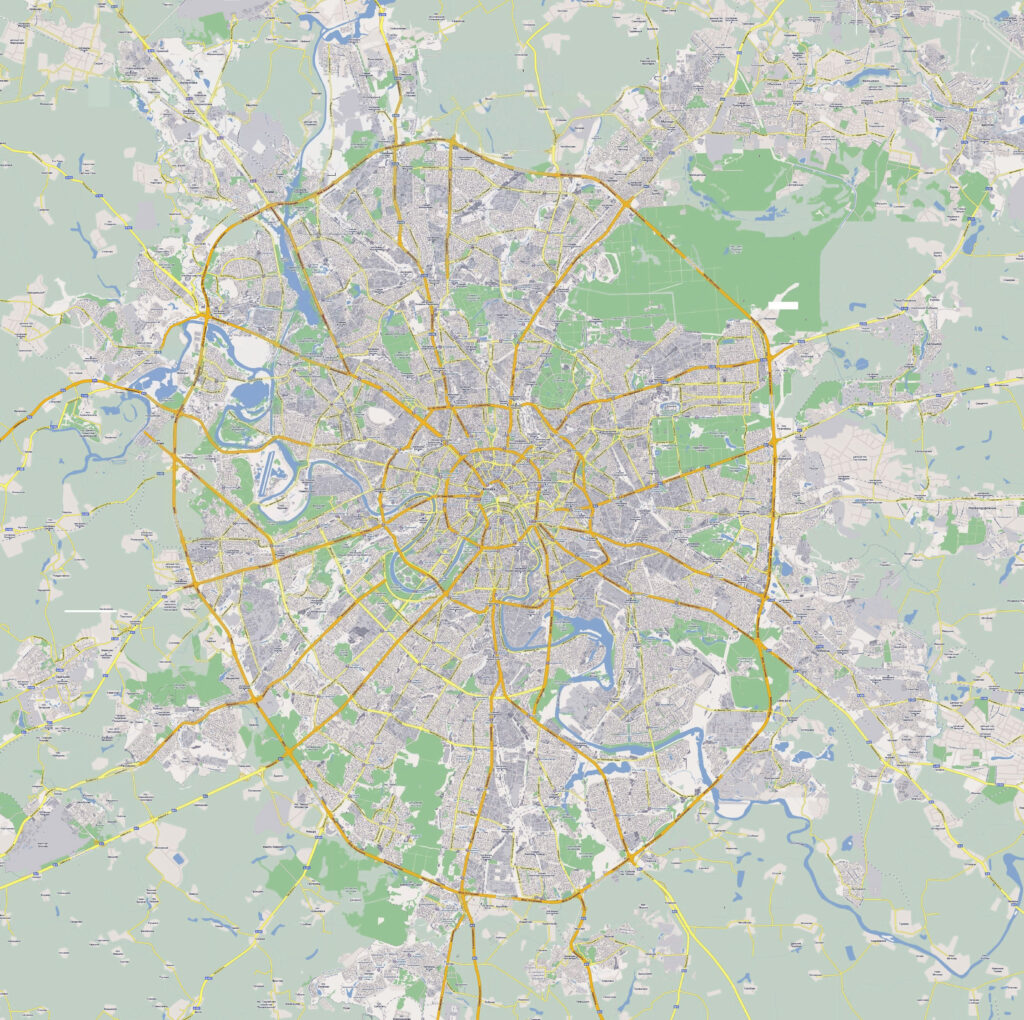 Carte de Moscou, capitale de la Russie.