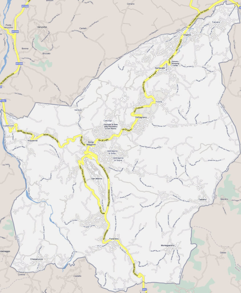 Carte routière de Saint-Marin.