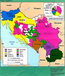 Carte des majorités ethniques de l'ex-Yougoslavie.