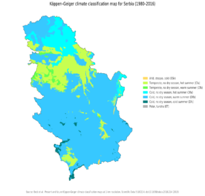 Carte climatique de la Serbie