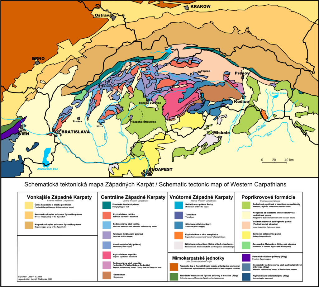 Carte géologique de la Slovaquie.