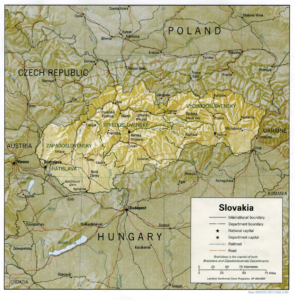 Carte en relief ombré de la Slovaquie.