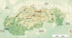 Carte topographique de la Slovaquie.