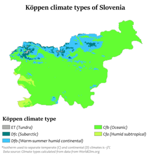 Carte climatique de la Slovénie