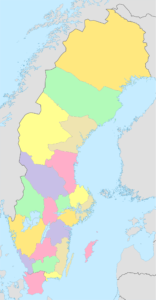 Carte vierge colorée de la Suède.