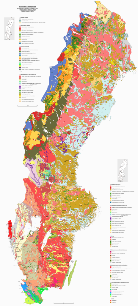 Carte géologique de la Suède.