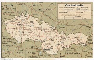 Carte politique de la Tchécoslovaquie 1985.