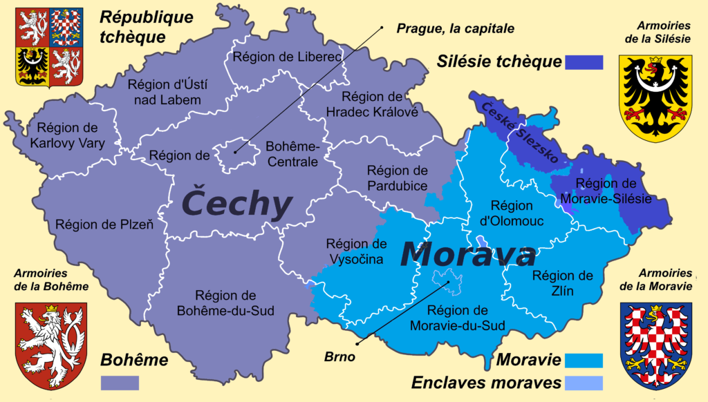 Carte des Pays tchèques.