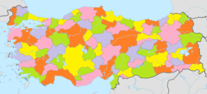 Carte vierge colorée de la Turquie.