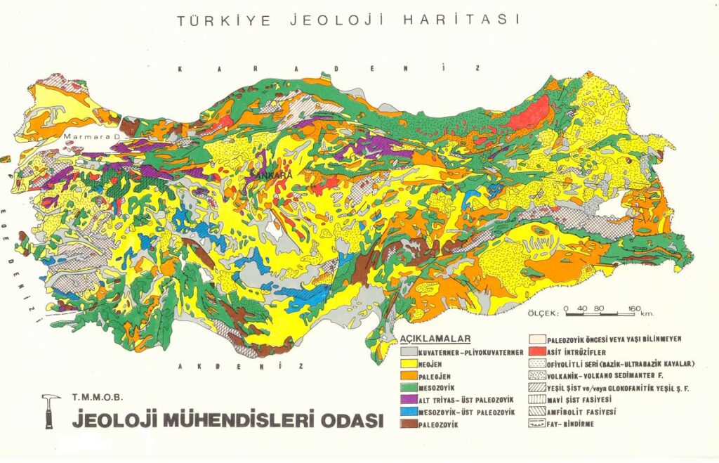 Carte géologique de la Turquie.