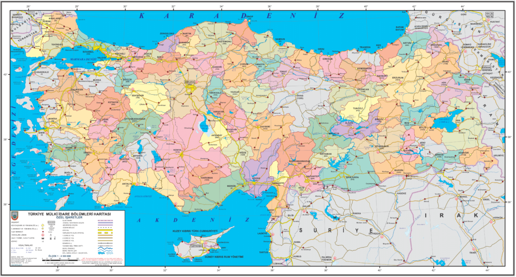 Carte des provinces de Turquie.