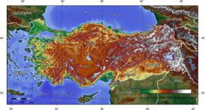 Carte topographique de la Turquie.