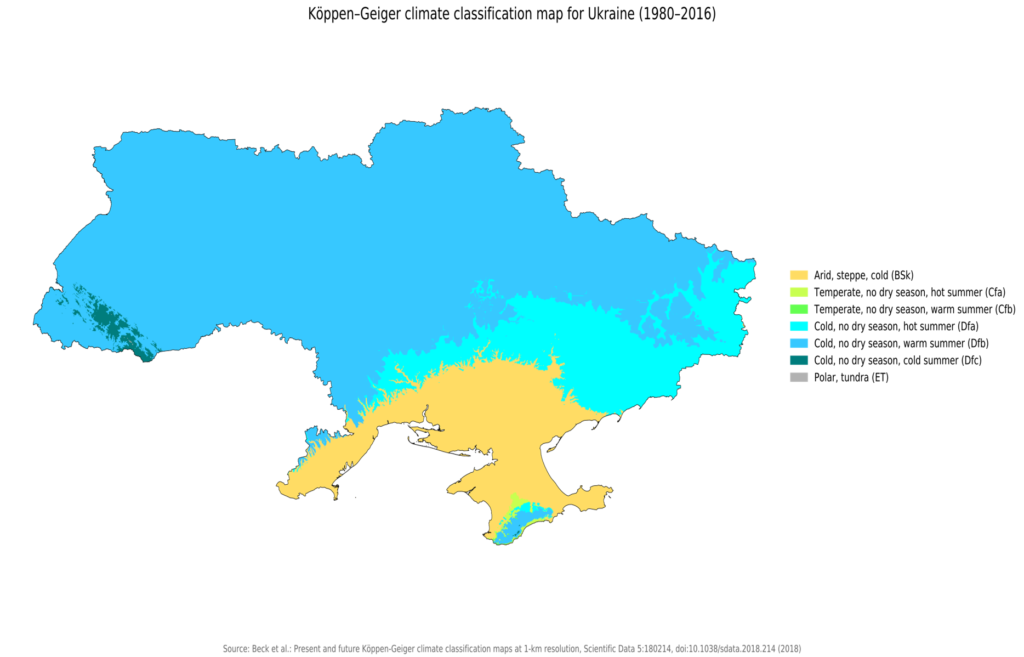 Carte climatique de l'Ukraine.