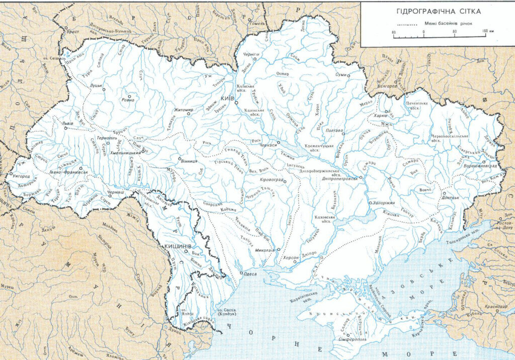 Carte hydrographique de l'Ukraine.