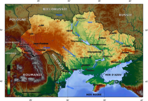 Carte topographique de l'Ukraine.