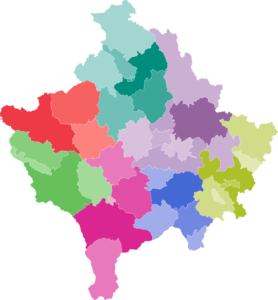 Carte vierge colorée du Kosovo.
